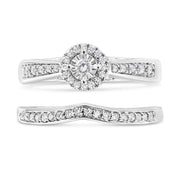 Bids.com .925 Sterling Silver 1/3 Cttw Diamond Halo and Pave Shank Engagement Ring Set (I-J Color, I3 Clarity) - Ring Size 7 Rings White Smoke 7 / White.Sterling Silver,6 / White.Sterling Silver,8 / White.Sterling Silver,9 / White.Sterling Silver,5 / White.Sterling Silver,10 / White.Sterling Silver