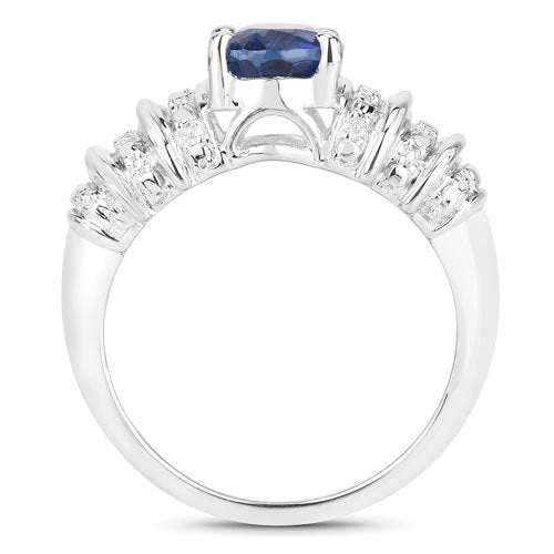 Bids.com 1.40 Carat Genuine Kyanite .925 Sterling Silver Ring Rings White Smoke size 5.00,size 7.00,size 9.00,size 10.00,size 6.00,size 8.00