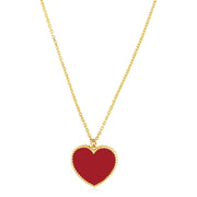 Bids.com 14k Yellow Gold High Polish Heart Red Cornelia Paste Necklace Necklaces White Smoke 18 / Yellow Gold