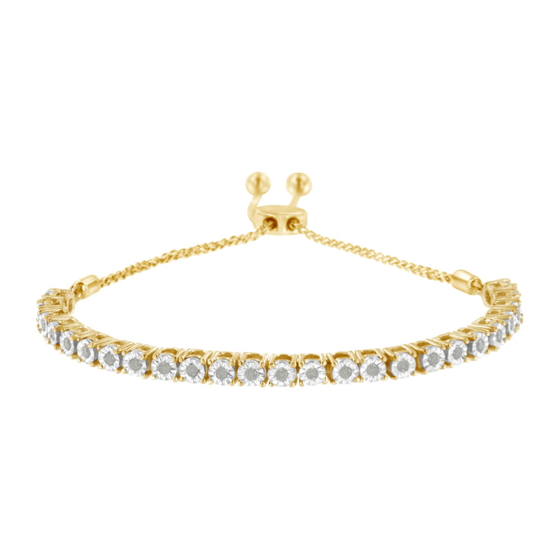 Bids.com 10K Yellow Gold over .925 Sterling Silver 1/4 Cttw Miracle-Set Diamond 4â€-10â€ Adjustable Bolo Tennis Bracelet (I-J Color, I3 Clarity) Bracelets White Smoke White.Sterling Silver / 7,Rose.Sterling Silver / 0.25,Yellow.Sterling Silver / 0.25