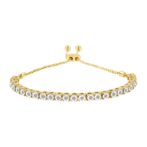 Bids.com 10K Yellow Gold over .925 Sterling Silver 1/4 Cttw Miracle-Set Diamond 4â€-10â€ Adjustable Bolo Tennis Bracelet (I-J Color, I3 Clarity) Bracelets White Smoke White.Sterling Silver / 7,Rose.Sterling Silver / 0.25,Yellow.Sterling Silver / 0.25