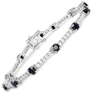 Bids.com 6.21 Carat Genuine Blue Sapphire and White Zircon .925 Sterling Silver Bracelet Bracelets White Smoke size 7.50