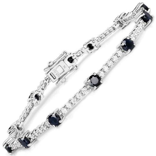 Bids.com 6.21 Carat Genuine Blue Sapphire and White Zircon .925 Sterling Silver Bracelet Bracelets White Smoke size 7.50