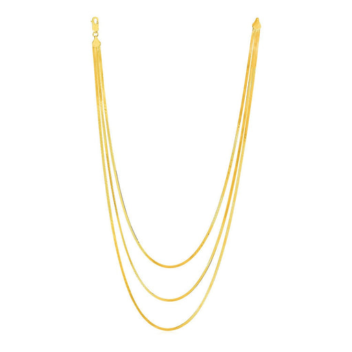 Bids.com 14k Yellow Gold Three Strand Herringbone Chain Necklace Necklaces White Smoke 16 / Yellow Gold