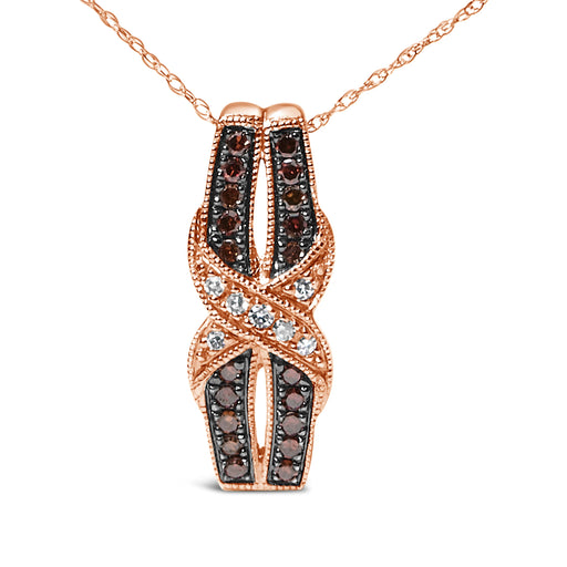 Bids.com 10K Rose Gold 1/4 Cttw White and Chocolate Brown Diamond Infinity Twist Pendant Necklace (I-J Color, I1-I2 Clarity) Necklaces White Smoke Rose.Gold / 18