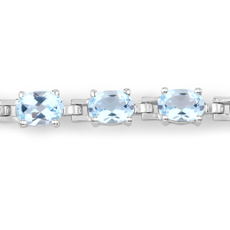 Bids.com 7.60 Carat Genuine Blue Topaz .925 Sterling Silver Bracelet Bracelets White Smoke size 10.00