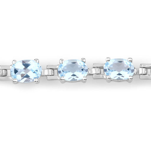 Bids.com 7.60 Carat Genuine Blue Topaz .925 Sterling Silver Bracelet Bracelets White Smoke size 10.00