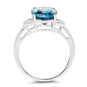 Bids.com 4.26 Carat Genuine London Blue Topaz & White Topaz .925 Sterling Silver Ring Rings White Smoke size 6.00,size 8.00,size 7.00,size 9.00,size 5.00,size 10.00