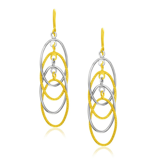 Bids.com 14k Two-Tone Gold Multiple Layer Interlaced Earrings Earrings White Smoke Two-Tone Gold