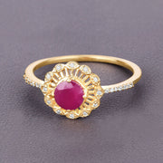 Bids.com 0.68 Carat Genuine Ruby and White Diamond 14K Yellow Gold Ring Rings Dim Gray size 5.00,size 6.00,size 7.00,size 8.00,size 9.00