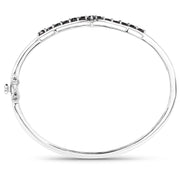Bids.com 2.28 Carat Genuine Black Diamond .925 Sterling Silver Bangle Bracelets White Smoke size 7.50