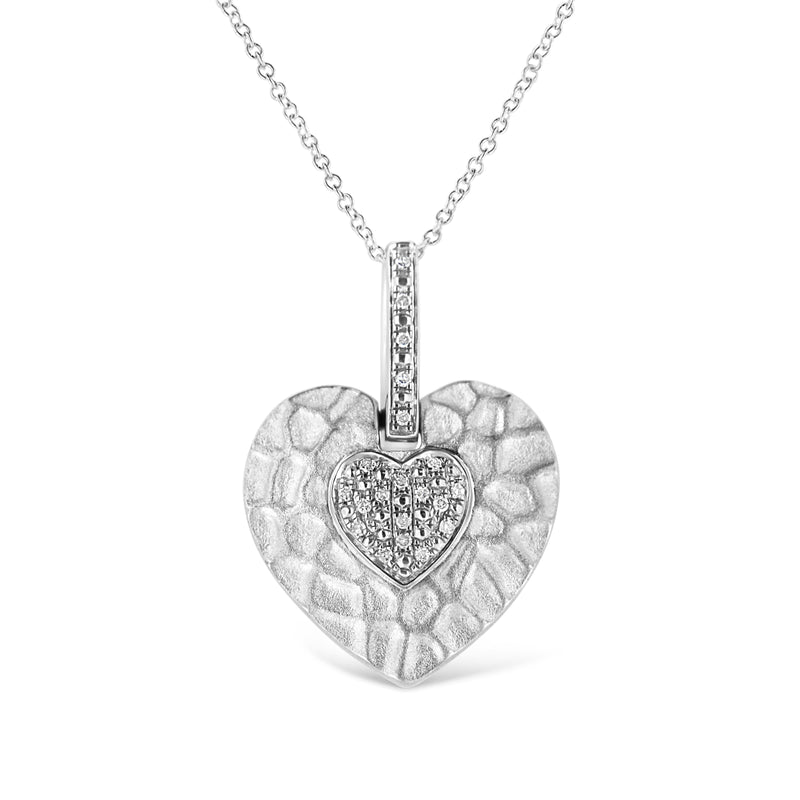 Bids.com .925 Sterling Silver Pave-Set Diamond Accent Heart Shape 18" Pendant Necklace (I-J Color, I1-I2 Clarity) Necklaces White Smoke White.Sterling Silver / 18