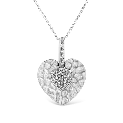 Bids.com .925 Sterling Silver Pave-Set Diamond Accent Heart Shape 18" Pendant Necklace (I-J Color, I1-I2 Clarity) Necklaces White Smoke White.Sterling Silver / 18