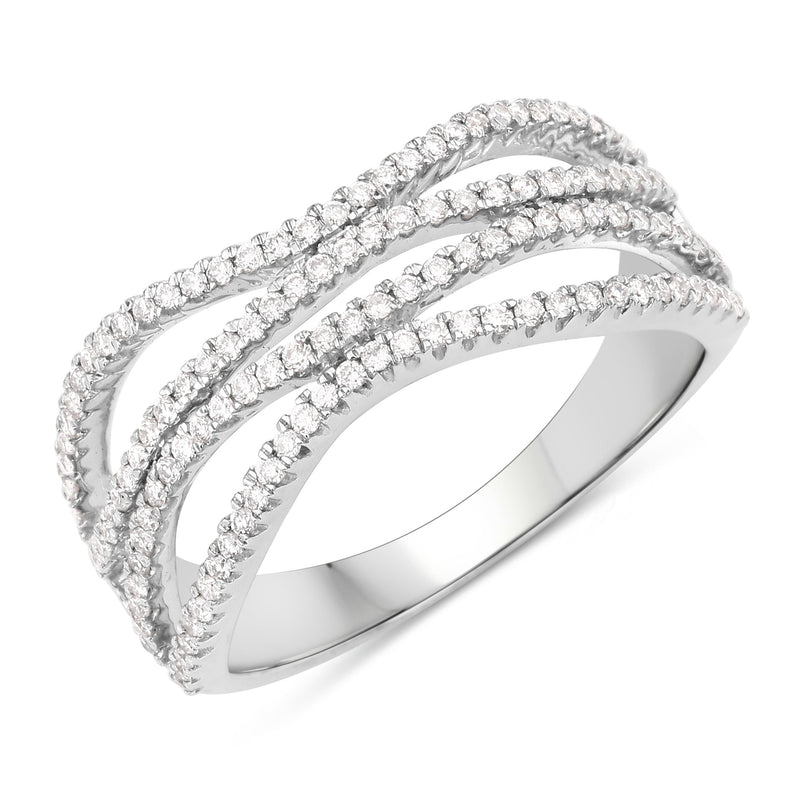 Bids.com 0.46 Carat Genuine White Diamond 14K White Gold Ring (F-G Color, SI Clarity) Rings White Smoke size 8.25