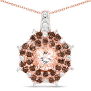 Bids.com 18K Rose Gold Plated 1.61 Carat Genuine Morganite, Smoky Quartz and White Zircon .925 Sterling Silver Pendant Pendants White Smoke
