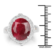 Bids.com 8.64 Carat Dyed Ruby & White Topaz .925 Sterling Silver Ring Rings White Smoke size 7.00,size 6.00,size 8.00,size 9.00