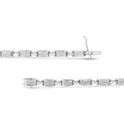 Bids.com 14K White Gold 2.0 Cttw Princess Cut Invisible Set Diamond Rectangular Link Bracelet (I-J Color, I1-I2 Clarity) - 7.25" Bracelets White Smoke White.Gold / 7.25