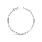 Bids.com 14k White Gold Slim Two Sided Diamond Hoop Earrings (1 1/2 cttw) Earrings White Smoke White Gold