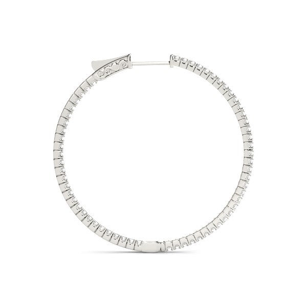 Bids.com 14k White Gold Slim Two Sided Diamond Hoop Earrings (1 1/2 cttw) Earrings White Smoke White Gold