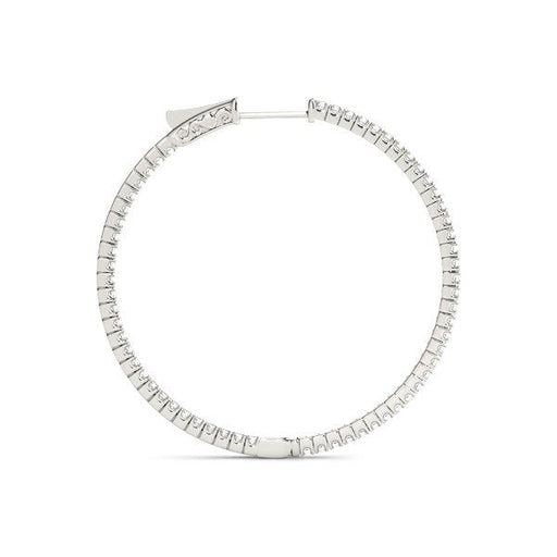 Bids.com 14k White Gold Slim Two Sided Diamond Hoop Earrings (1 1/2 cttw) Earrings White Smoke White Gold
