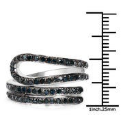 Bids.com 0.83 Carat Genuine Blue Diamond .925 Sterling Silver Ring Rings White Smoke size 7.00,size 6.00,size 8.00,size 9.00