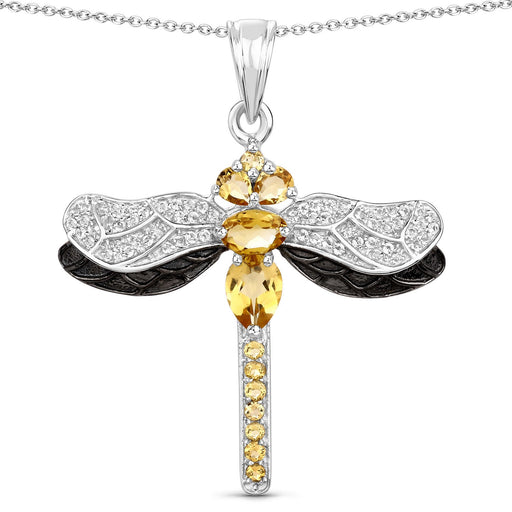 Bids.com 1.79 Carat Genuine Citrine and White Topaz .925 Sterling Silver Pendant Pendants White Smoke
