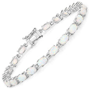Bids.com 3.50 Carat Genuine Created Opal .925 Sterling Silver Bracelet Bracelets White Smoke size 7.25