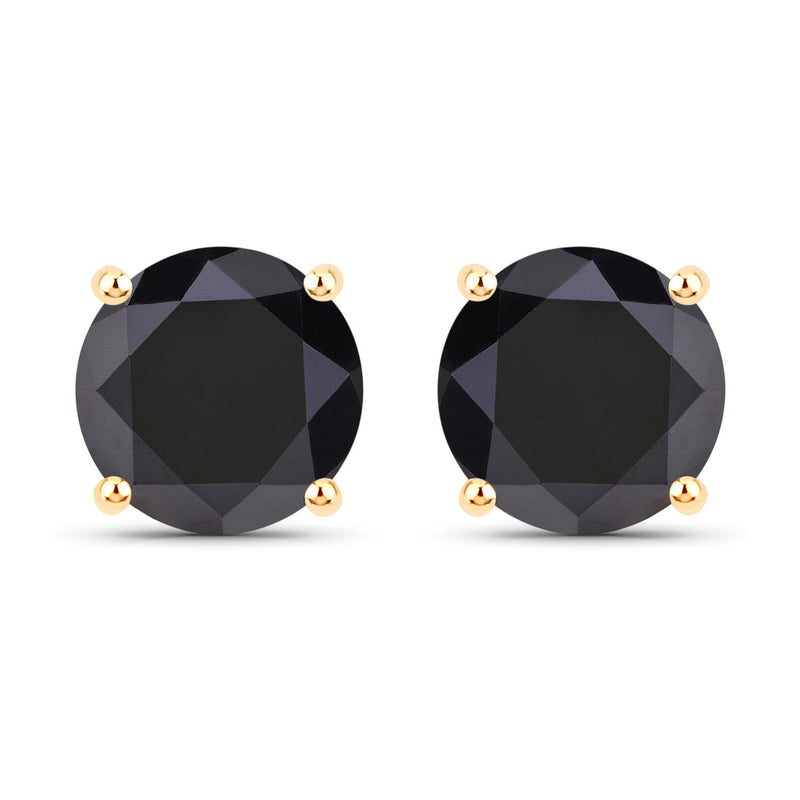 Bids.com 4.30 Carat Genuine Black Diamond 14K Yellow Gold Earrings Earrings Dark Slate Gray