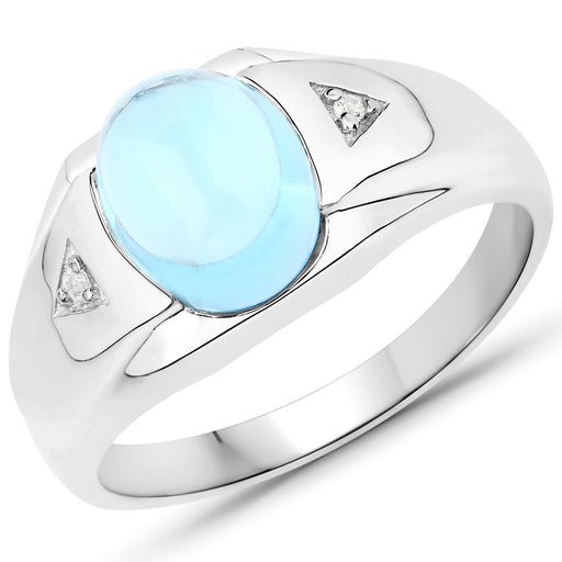 Bids.com 3.67 Carat Genuine Swiss Blue Topaz and White Topaz .925 Sterling Silver Ring Rings White Smoke size 6.00,size 8.00,size 9.00,size 7.00,size 10.50,size 5.00