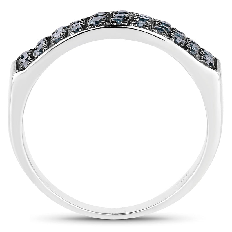 Bids.com 0.40 Carat Genuine Blue Diamond .925 Sterling Silver Ring Rings White Smoke size 8.00,size 6.50,size 6.00,size 7.00,size 9.00