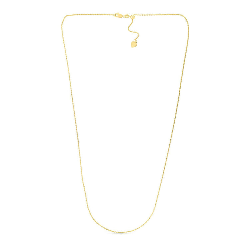 Bids.com 14k Yellow Gold Adjustable Rope Chain 1.0mm Necklaces White Smoke 22 / Yellow Gold,One / Yellow Gold