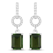 Bids.com 2.28 Carat Genuine Green Tourmaline and White Diamond 14K White Gold Earrings Earrings White Smoke