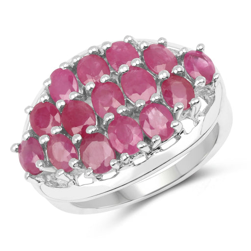 Bids.com 3.00 Carat Genuine Ruby .925 Sterling Silver Ring Rings White Smoke size 6.50,size 7.50,size 6.00,size 7.00,size 8.00,size 5.00,size 9.00