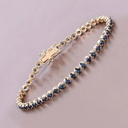 Bids.com 3.13 Carat Genuine Blue Sapphire 14K Yellow Gold Bracelet Bracelets Dark Gray size 7.00