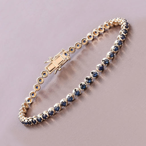 Bids.com 3.13 Carat Genuine Blue Sapphire 14K Yellow Gold Bracelet Bracelets Dark Gray size 7.00