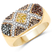 Bids.com 14K Yellow Gold Plated 0.61 Carat Genuine Multi Diamond .925 Sterling Silver Ring Rings White Smoke size 8.00,size 9.00,size 11.50,size 6.00,size 7.00,size 5.00,size 11.00,size 12.00