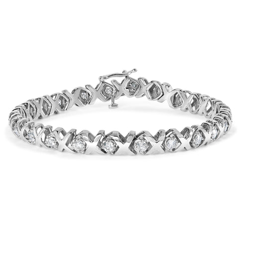 Bids.com 10k White Gold 2.00 Cttw Round-Cut Diamond "XOXO" Link 7" Bracelet (I-J Color, I2-I3 Clarity) Bracelets White Smoke White.Gold / 2