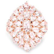 Bids.com 18K Rose Gold Plated 4.55 Carat Genuine Morganite .925 Sterling Silver Ring Rings White Smoke size 6.00,size 7.00,size 8.00,size 5.00,size 9.00