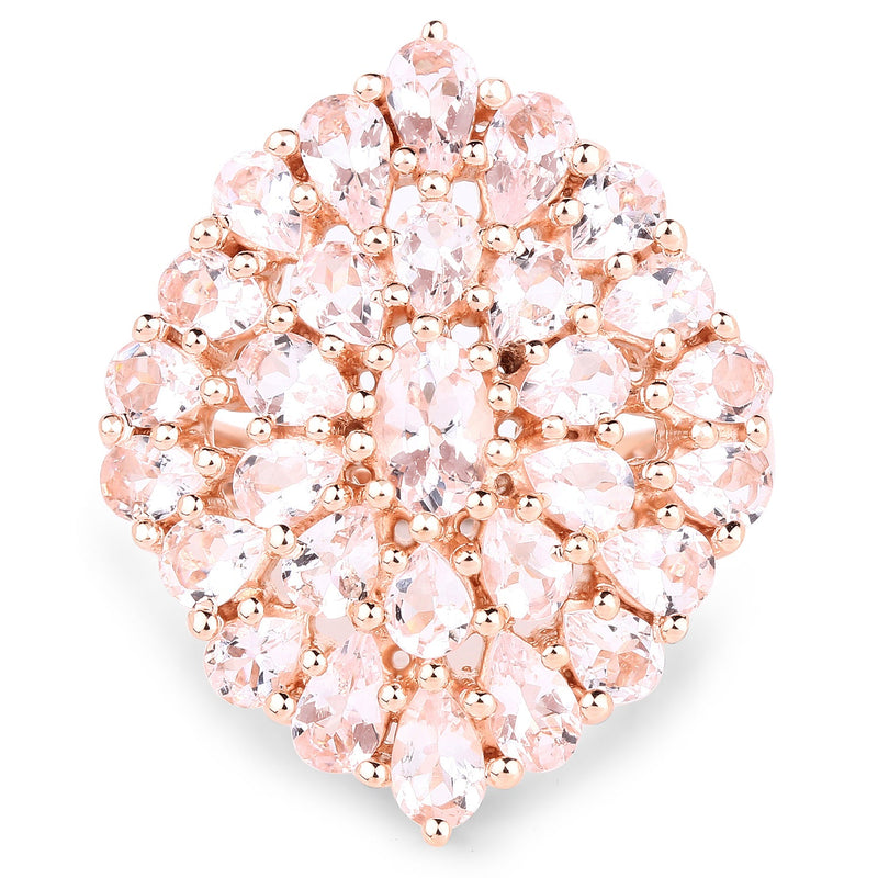 Bids.com 18K Rose Gold Plated 4.55 Carat Genuine Morganite .925 Sterling Silver Ring Rings White Smoke size 6.00,size 7.00,size 8.00,size 5.00,size 9.00