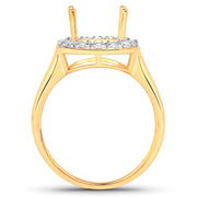 Bids.com 0.51 Carat Genuine White Diamond 14K Yellow Gold Semi Mount Ring - holds 10x8mm Cushion Gemstone Rings White Smoke size 7.00,size 6.00,size 8.00