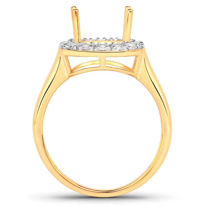 Bids.com 0.51 Carat Genuine White Diamond 14K Yellow Gold Semi Mount Ring - holds 10x8mm Cushion Gemstone Rings White Smoke size 7.00,size 6.00,size 8.00