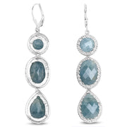 Bids.com 21.32 Carat Genuine Milky Aquamarine .925 Sterling Silver Earrings Earrings White Smoke