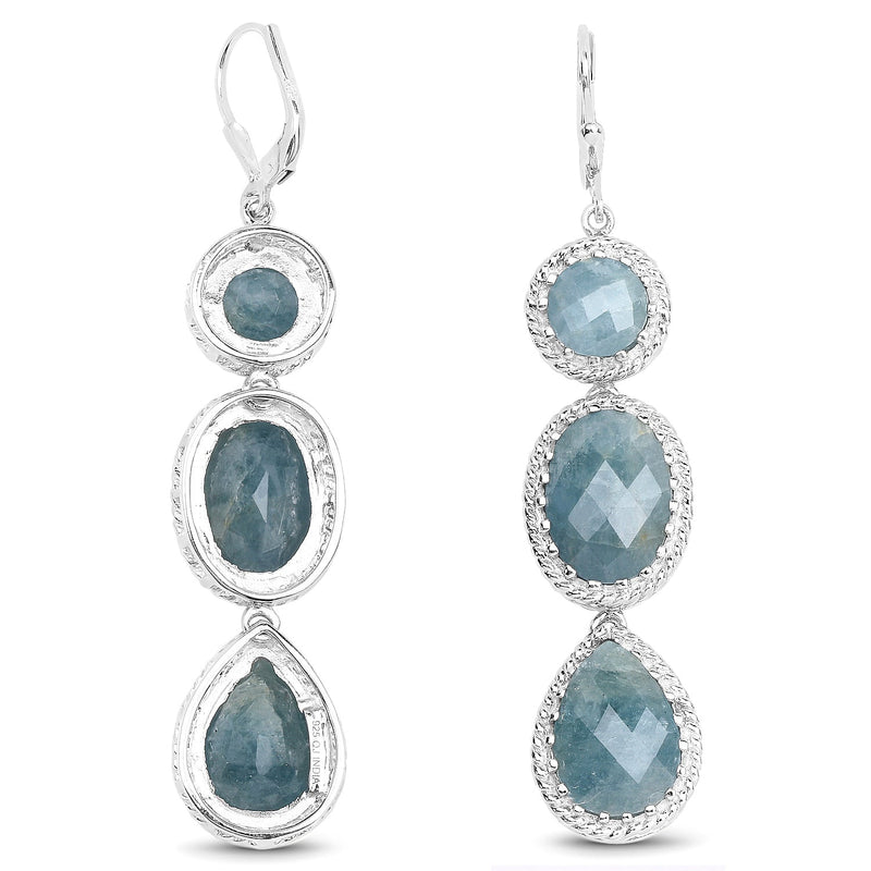 Bids.com 21.32 Carat Genuine Milky Aquamarine .925 Sterling Silver Earrings Earrings White Smoke