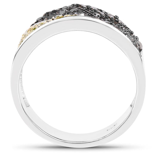 Bids.com 1.32 Carat Genuine multi Diamond .925 Sterling Silver Ring Rings White Smoke size 6.00,size 7.00,size 8.00,size 9.00
