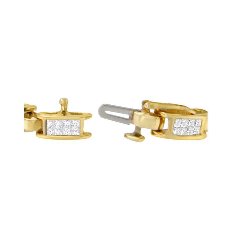 Bids.com 10K Yellow Gold 2.0 Cttw Invisible-Set Princess Cut Diamond Rectangular Link Bracelet (I-J Color, SI2-I1 Clarity) - 7" Bracelets White Smoke Yellow.Gold / 7