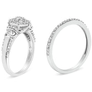Bids.com .925 Sterling Silver 1/3 Cttw Diamond 7 Stone Cluster and Halo Engagement Ring and Wedding Band Set (I-J Color, I1-I2 Clarity) - Size 7 Rings White Smoke 9 / White.Sterling Silver,8 / White.Sterling Silver,6 / White.Sterling Silver,7 / White.Sterling Silver,5 / White.Sterling Silver,10 / White.Sterling Silver,11 / White.Sterling Silver,12 / White.Sterling Silver