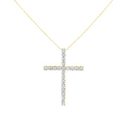 Bids.com 10K Yellow Gold Plated .925 Sterling Silver 4.0 Cttw Round Cut Diamond Cross Pendant Necklace (J-K Color, I1-I2 Clarity) - 18" Necklaces White Smoke Yellow.Sterling Silver / 18
