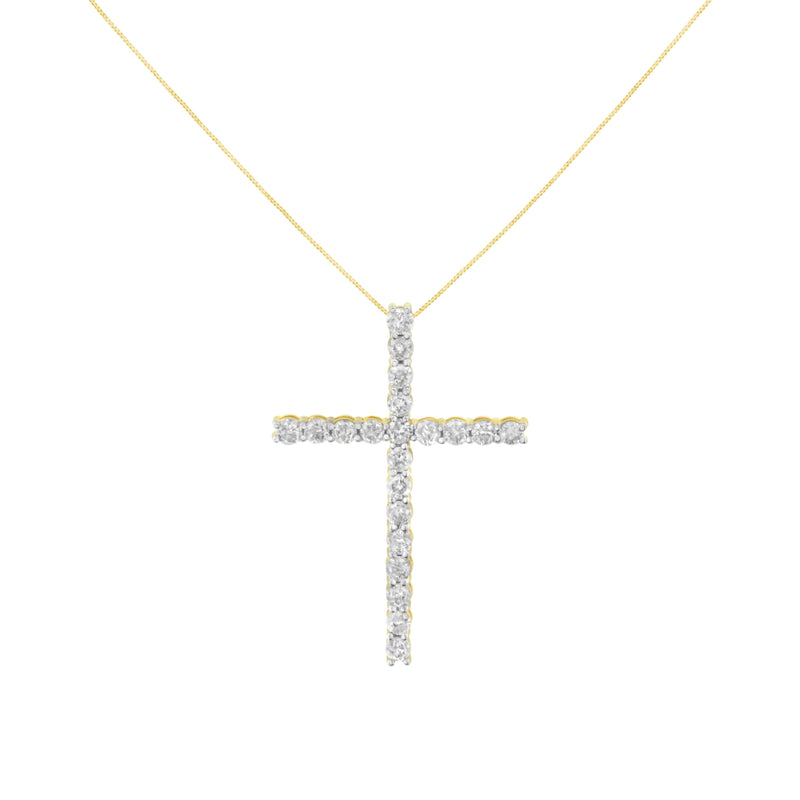 Bids.com 10K Yellow Gold Plated .925 Sterling Silver 4.0 Cttw Round Cut Diamond Cross Pendant Necklace (J-K Color, I1-I2 Clarity) - 18" Necklaces White Smoke Yellow.Sterling Silver / 18