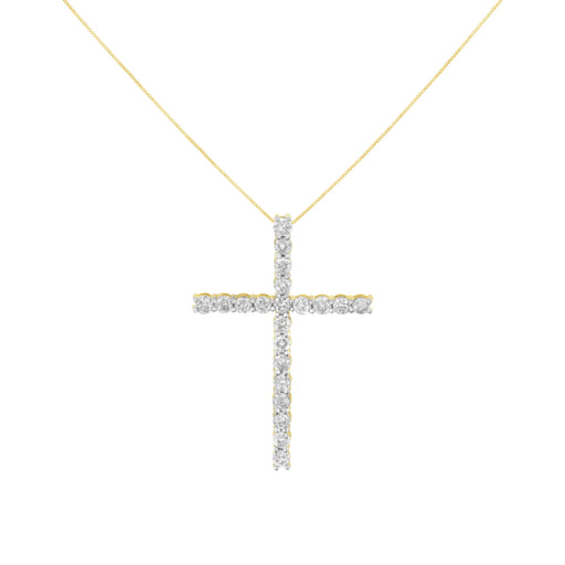 Bids.com 10K Yellow Gold Plated .925 Sterling Silver 4.0 Cttw Round Cut Diamond Cross Pendant Necklace (J-K Color, I1-I2 Clarity) - 18" Necklaces White Smoke Yellow.Sterling Silver / 18