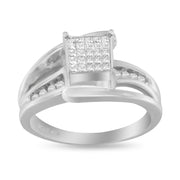 Bids.com 10K White Gold 1/3 Cttw Invisible Set Princess-cut Diamond Cluster Bypass Ring (H-I Color, SI1-SI2 Clarity) - Ring Size 7 Rings White Smoke 9 / White.Gold,8 / White.Gold,7 / White.Gold